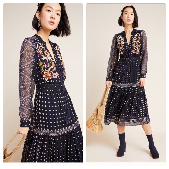 Anthropologie Dresses & Skirts - Anthropologie Maeve Cassidy embroidered midi dress